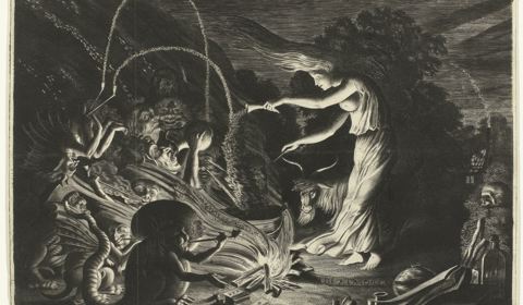 Heks bij een kookpot