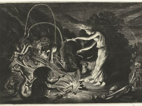 Heks bij een kookpot