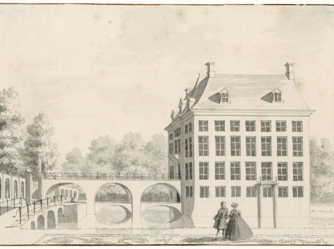 Gezicht op kasteel Amerongen vanaf het eiland.