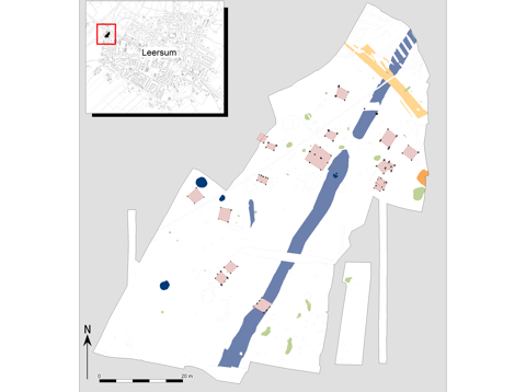 Kaart van de prehistorische greppel bij Leersum