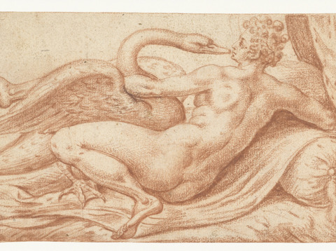 Schilderij Leda En De Zwaan door Anthonie Blocklandt