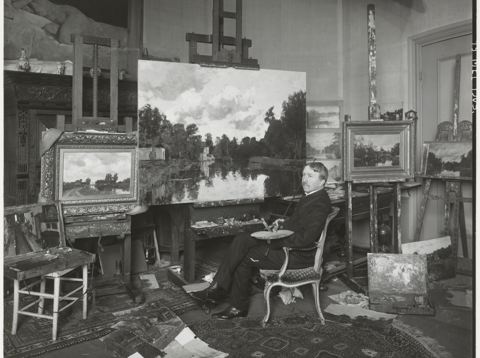 De schilder Nicolaas Bastert in zijn atelier, Nieuwersluis