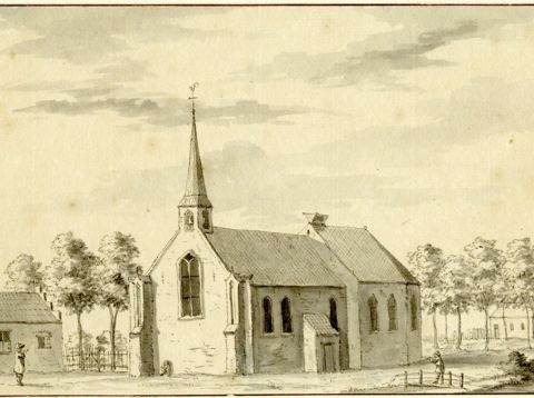Gezicht op kerkgebouw Kamerik