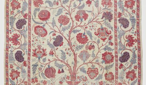 Palempore van sits met patroon van bloeiende boom