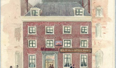 Gezicht Op De Voorgevel Van Het Hotel Het Oude Kasteel Van Antwerpen