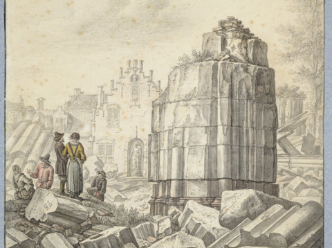 Gezicht op de ruïne van het schip van de Domkerk