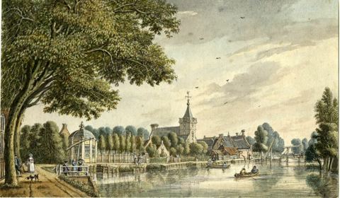 Gezicht op een bocht in de Vecht bij Vreeland
