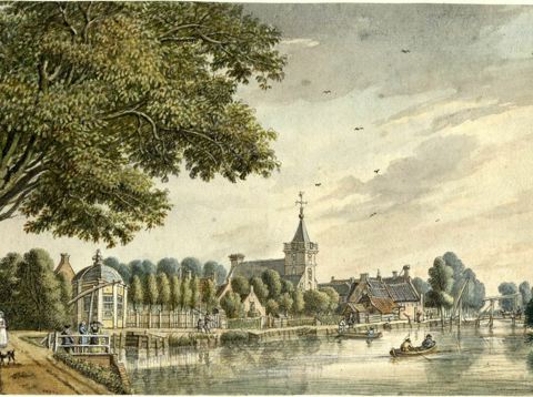 Gezicht op een bocht in de Vecht bij Vreeland