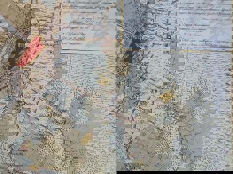 Kaart met de schansen en inundaties rondom Utrecht door de patriotten