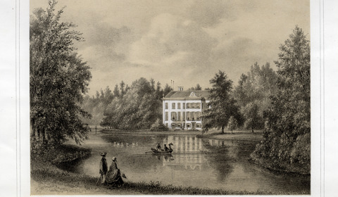 De grote vijver in het landschapspark van Broekhuizen bij Leersum