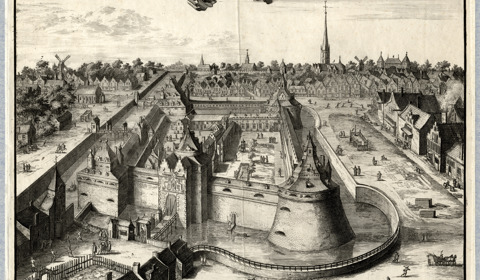 Gezicht op kasteel Vredenburg en omgeving in Utrecht