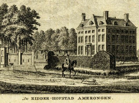Gezicht op het kasteel Amerongen uit het noordoosten.