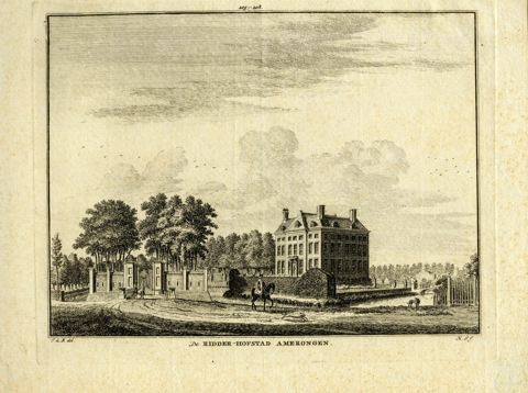 Gezicht op het kasteel Amerongen uit het noordoosten.