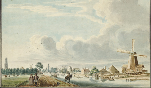 Gezicht over de Vaartsche Rijn te Utrecht