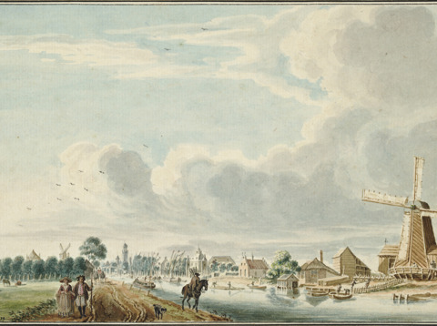 Gezicht over de Vaartsche Rijn te Utrecht