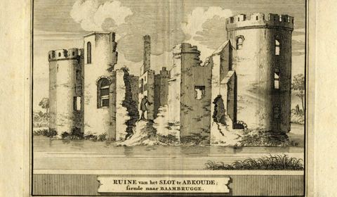 Gezicht op de ruine van het slot Abcoude bij Abcoude uit het noordwesten