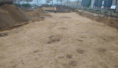 Veldwerk bij de opgravingen te Amerongen