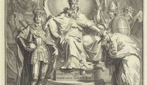 Tronende paus Adrianus VI