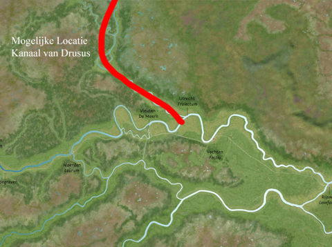 Mogelijke Locatie Van Het Kanaal Van Drusus In Utrecht Illustratie Door Olav Odé