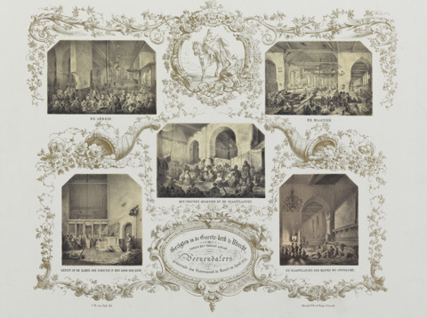 Interieurs van de Geertekerk te Utrecht, watersnood 1855