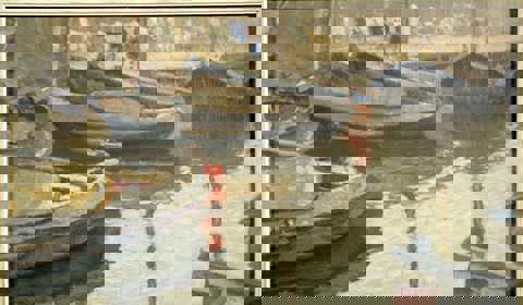 Botters in de haven van Spakenburg